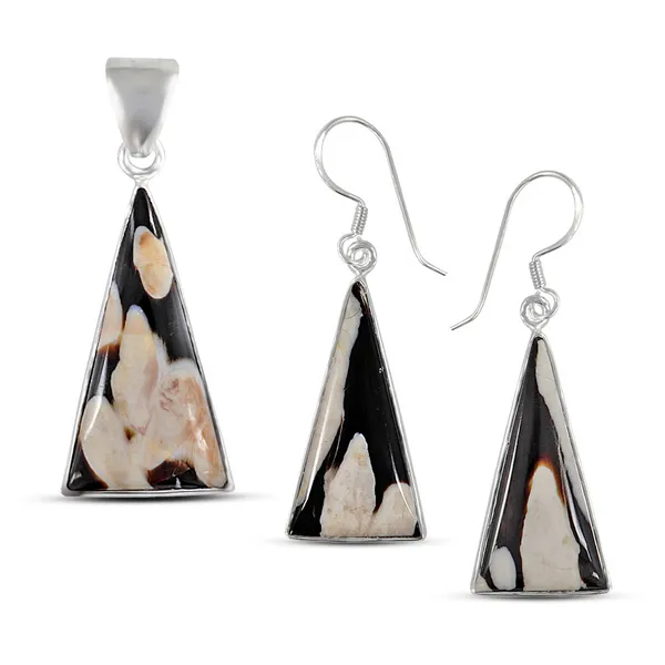 S.S. Peanut Wood Jasper Pendant & Earrings Erica DelGardo Jewelry Designs Houston, TX