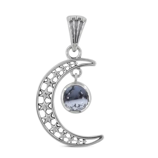 S.S. Dendritic Opal Moon Pendant Erica DelGardo Jewelry Designs Houston, TX