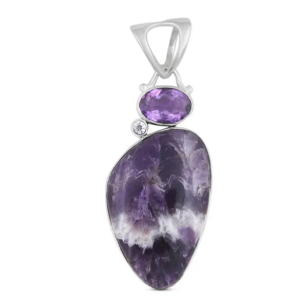 Sterling Silver Amethyst Lace Agate & Amethyst Pendant Erica DelGardo Jewelry Designs Houston, TX