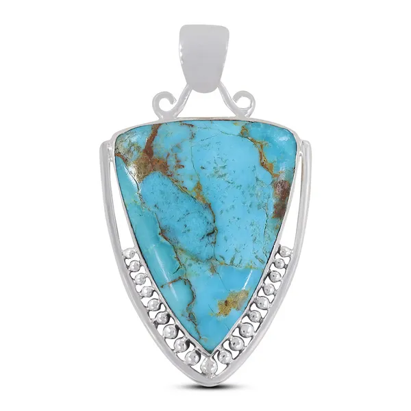 Sterling Silver Boulder Turquoise Triangle Pendant Erica DelGardo Jewelry Designs Houston, TX