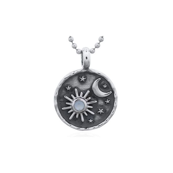 Sterling Silver Sun, Moon, & Star MOP Disk Pendant Erica DelGardo Jewelry Designs Houston, TX