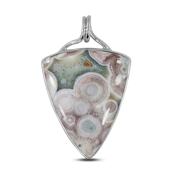 Sterling Silver Ocean Jasper Trillion Shape Pendant Erica DelGardo Jewelry Designs Houston, TX