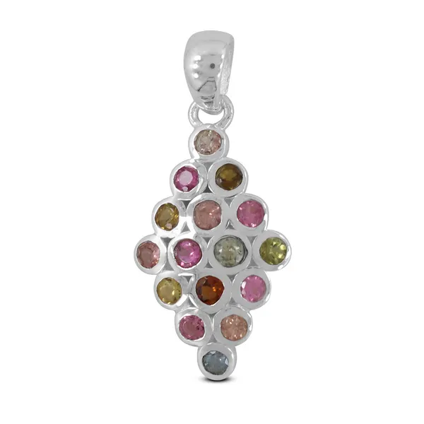 Sterling Silver Bezel Cluster Tourmaline Pendant Erica DelGardo Jewelry Designs Houston, TX