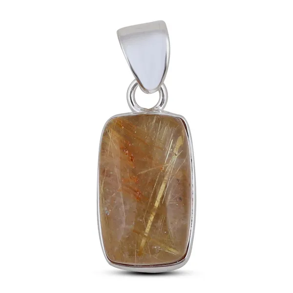 Sterling Silver Rutile Quartz Rectangle Pendant Erica DelGardo Jewelry Designs Houston, TX