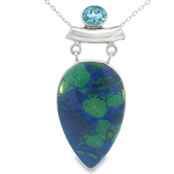 Sterling Silver Azurite Malachite Slide Pendant Erica DelGardo Jewelry Designs Houston, TX