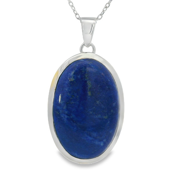 Sterling Silver Medium Bezel Set Lapis Lazuli Pendant Erica DelGardo Jewelry Designs Houston, TX