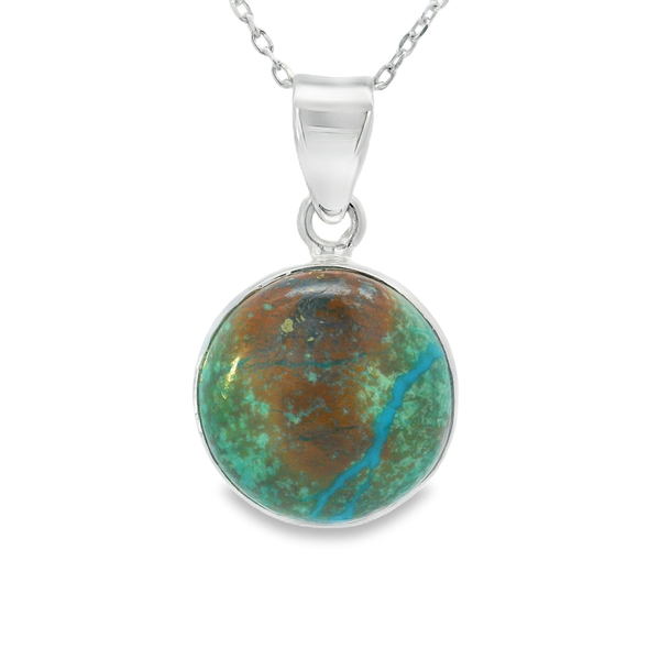 Sterling Silver Azurite Malachite Round Pendant Erica DelGardo Jewelry Designs Houston, TX