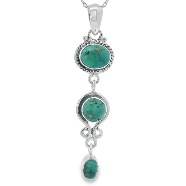 Sterling Silver 3-Stone Tibetan Turquoise Pendant Erica DelGardo Jewelry Designs Houston, TX