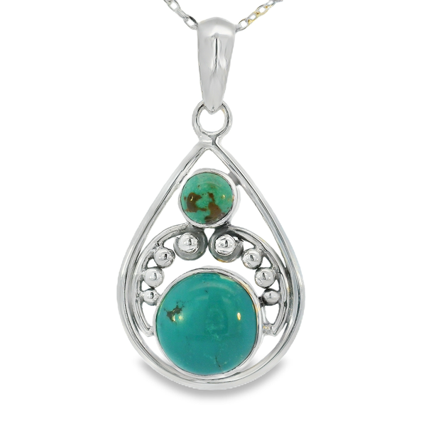 Sterling Silver Tibetan Turquoise Leaf Pendant Erica DelGardo Jewelry Designs Houston, TX