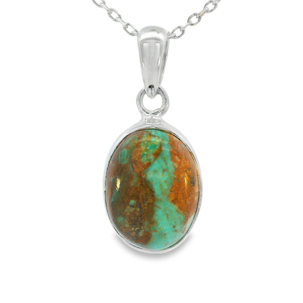 Sterling Silver Boulder Turquoise Oval Pendant Erica DelGardo Jewelry Designs Houston, TX