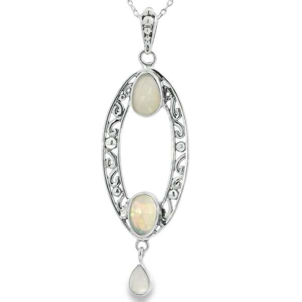 Sterling Silver Elegant Ethiopian Opal Drop Pendant Erica DelGardo Jewelry Designs Houston, TX