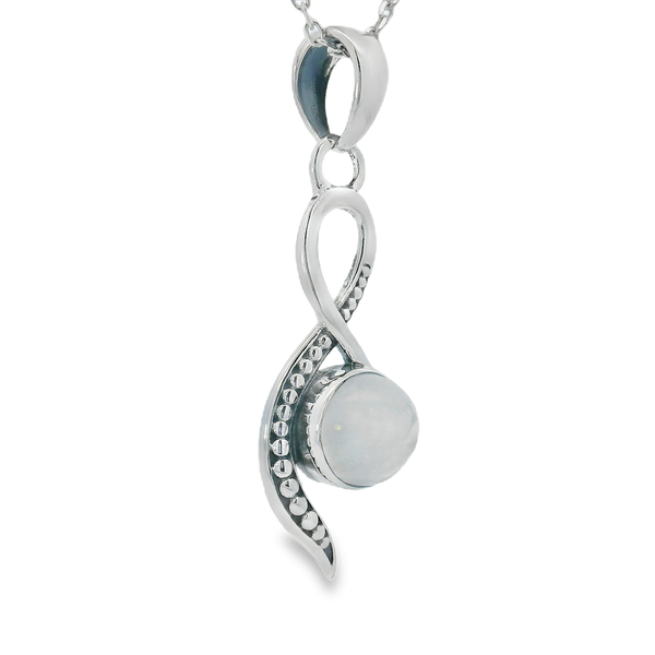 Sterling Silver Curved Rainbow Moonstone Pendant Image 2 Erica DelGardo Jewelry Designs Houston, TX