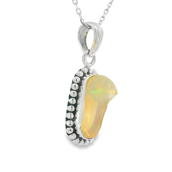 Sterling Silver Ethiopian Opal Organic Pendant Image 2 Erica DelGardo Jewelry Designs Houston, TX
