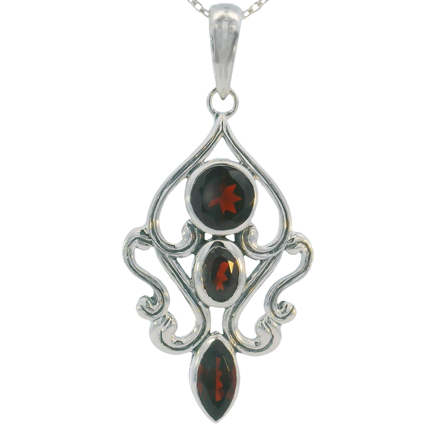 Sterling Silver Elaborate Garnet Pendant Erica DelGardo Jewelry Designs Houston, TX