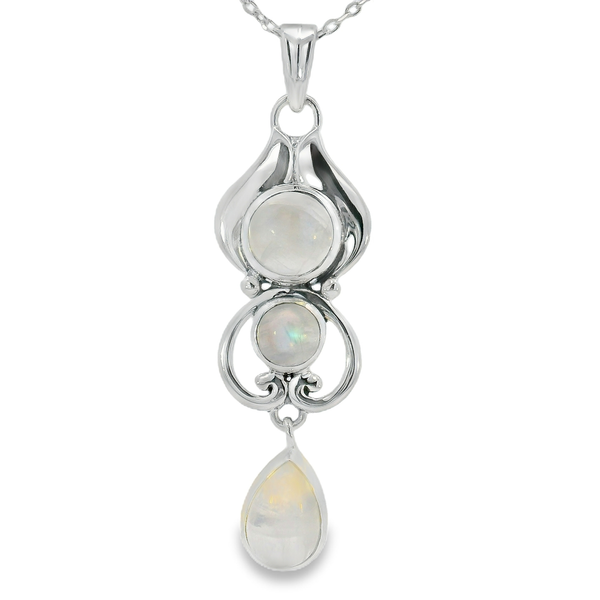 Sterling Silver Rainbow Moonstone Swirl Pendant Erica DelGardo Jewelry Designs Houston, TX