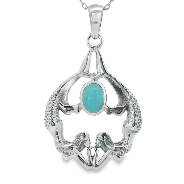 Sterling Silver Larimar Mermaid Pendant Erica DelGardo Jewelry Designs Houston, TX