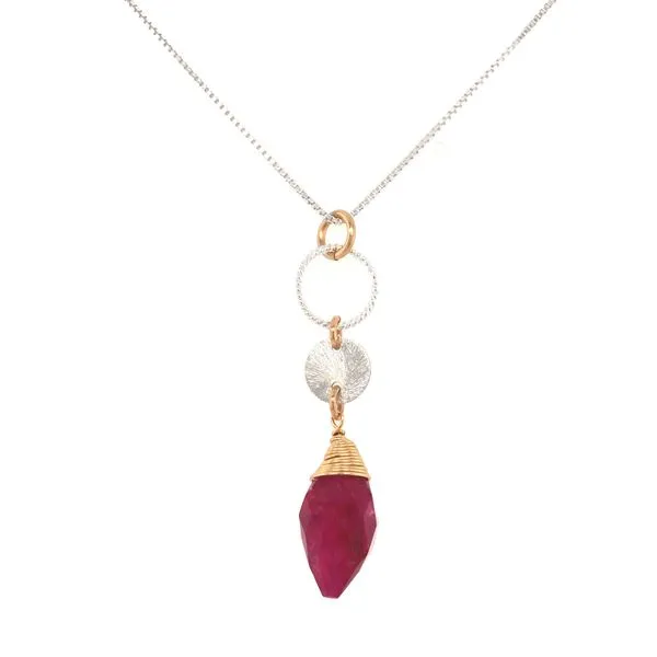 Sterling Silver Ruby Moonstone Briolette Necklace Erica DelGardo Jewelry Designs Houston, TX