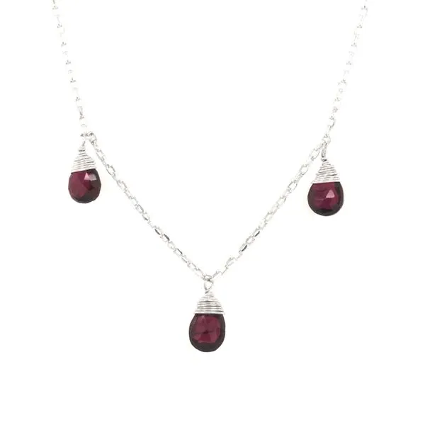 Sterling Silver 3 Garnet Drop Necklace Erica DelGardo Jewelry Designs Houston, TX