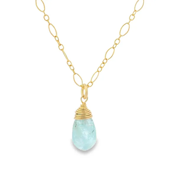 14KYGold Filled Wire Wrapped Aquamarine Necklace 18