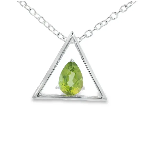 Sterling Silver Peridot Triangle Minimalist Necklace Erica DelGardo Jewelry Designs Houston, TX