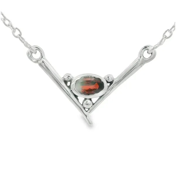 Sterling Silver Garnet V Shape Minimalist Necklace Erica DelGardo Jewelry Designs Houston, TX