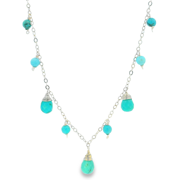 Sterling Silver Wire Wrapped Turquoise Necklace Erica DelGardo Jewelry Designs Houston, TX