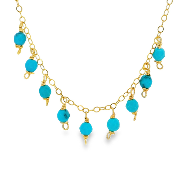 14K Gold Filled Turquoise Bead Drop Necklace Erica DelGardo Jewelry Designs Houston, TX