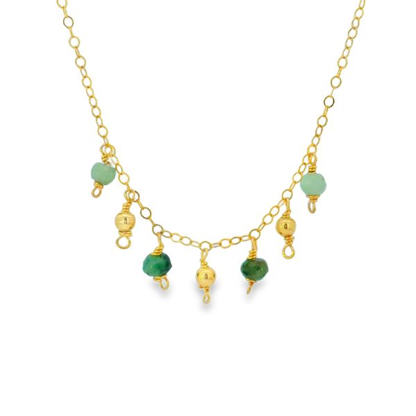 14K Gold Filled Emerald Dangle Necklace Erica DelGardo Jewelry Designs Houston, TX