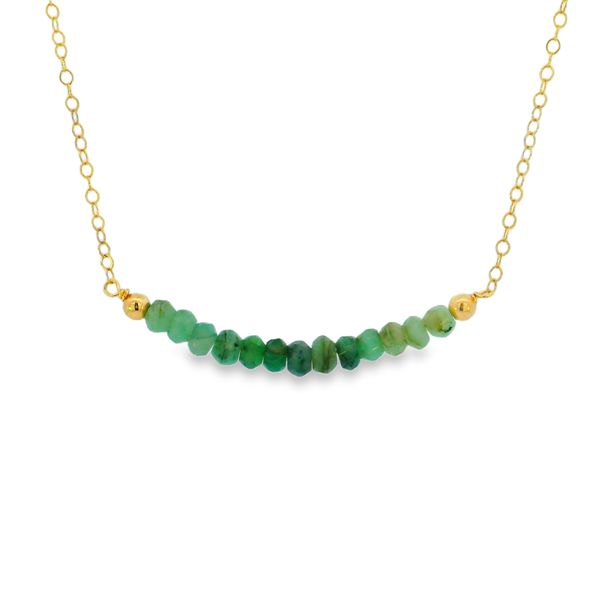 14K Gold Filled Emerald Bar Necklace 18