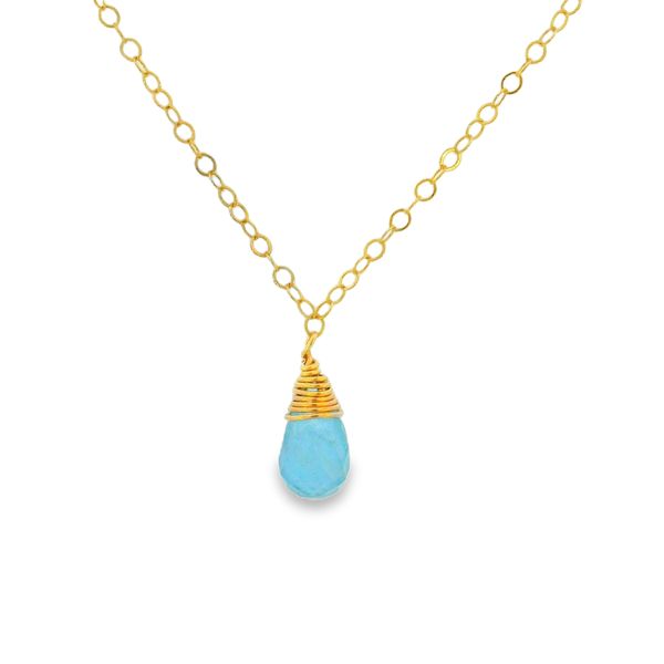 14K Gold-Filled Aquamarine Briolette Droplet Necklace Erica DelGardo Jewelry Designs Houston, TX