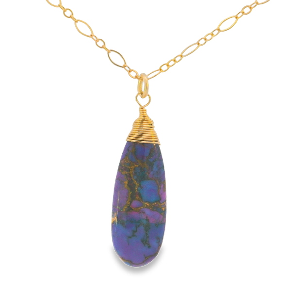 14K Gold Filled Purple Turquoise Necklace 18