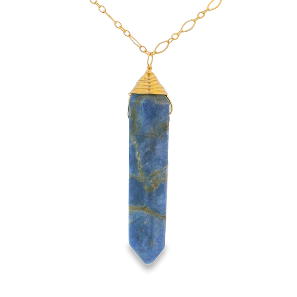 14K Gold Filled Wire Wrapped Sodalite Necklace 18