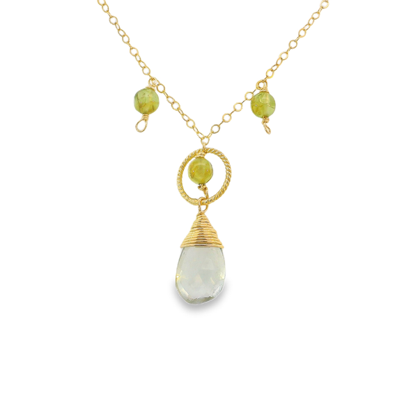 14K Gold Filled Presiolite & Peridot Necklace 18