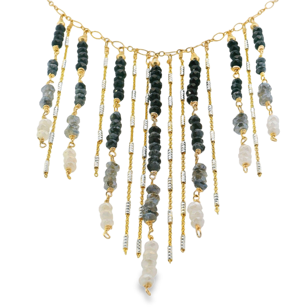 14K Gold Filled Natural Stone Fringe Necklace 18
