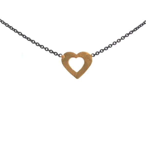 Sterling Silver Two Tone Heart Necklace on SS Chain Erica DelGardo Jewelry Designs Houston, TX