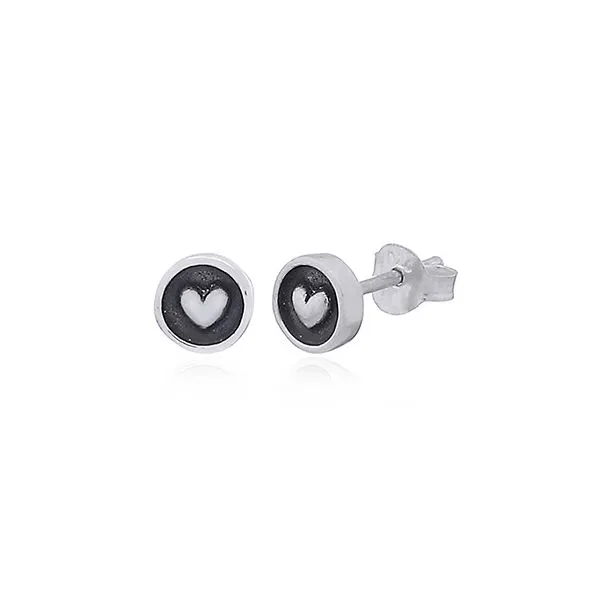 Sterling Silver Small Heart Earrings Image 2 Erica DelGardo Jewelry Designs Houston, TX