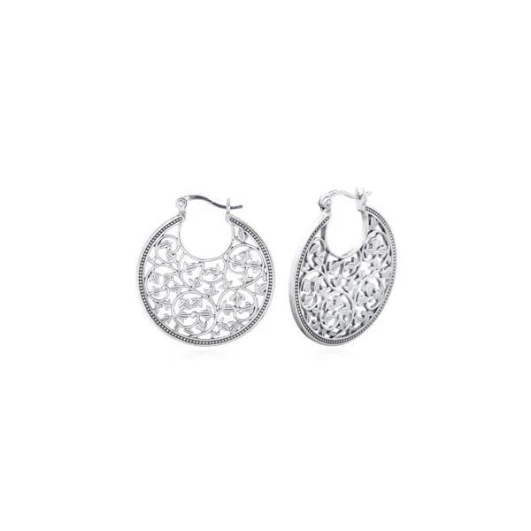 Sterling Silver Large Floral Earrings Image 2 Erica DelGardo Jewelry Designs Houston, TX
