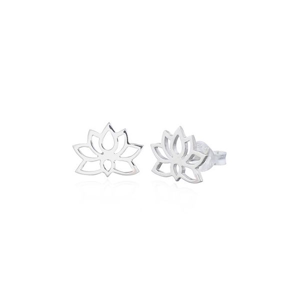 Sterling Silver Lotus Earrings Image 2 Erica DelGardo Jewelry Designs Houston, TX