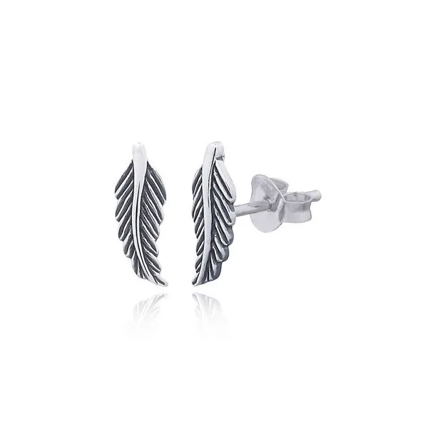 Sterling Silver Feather Earrings Image 2 Erica DelGardo Jewelry Designs Houston, TX