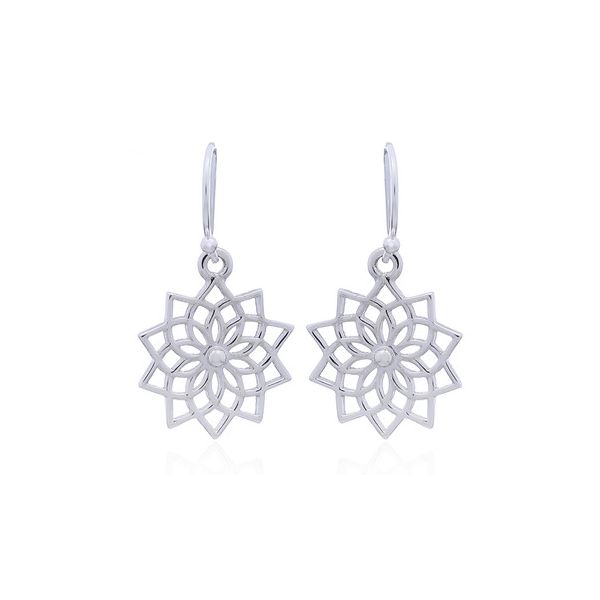 Sterling Silver Mandala Flower Earrings Erica DelGardo Jewelry Designs Houston, TX