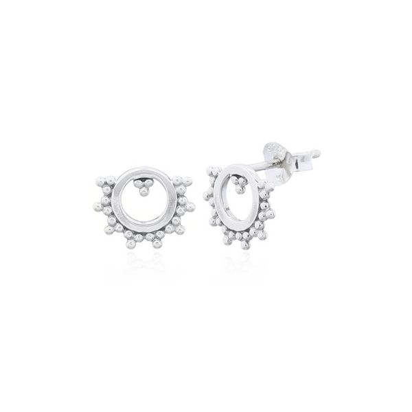 Sterling Silver Small Milgrain Earrings Image 2 Erica DelGardo Jewelry Designs Houston, TX