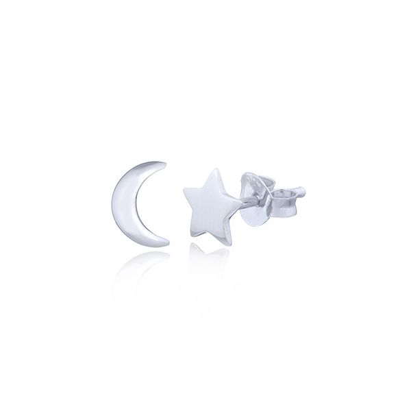 Sterling Silver Moon & Star Earrings Image 2 Erica DelGardo Jewelry Designs Houston, TX