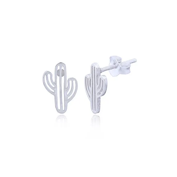 Sterling Silver Cactus Earrings Image 2 Erica DelGardo Jewelry Designs Houston, TX