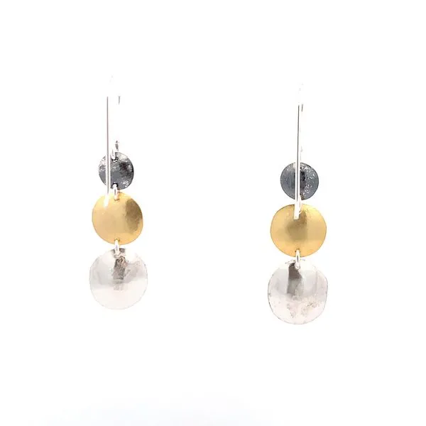 Sterling Silver 3 Tone Textured Drop Earrings Image 4 Erica DelGardo Jewelry Designs Houston, TX