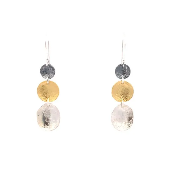 Sterling Silver 3 Tone Textured Drop Earrings Erica DelGardo Jewelry Designs Houston, TX