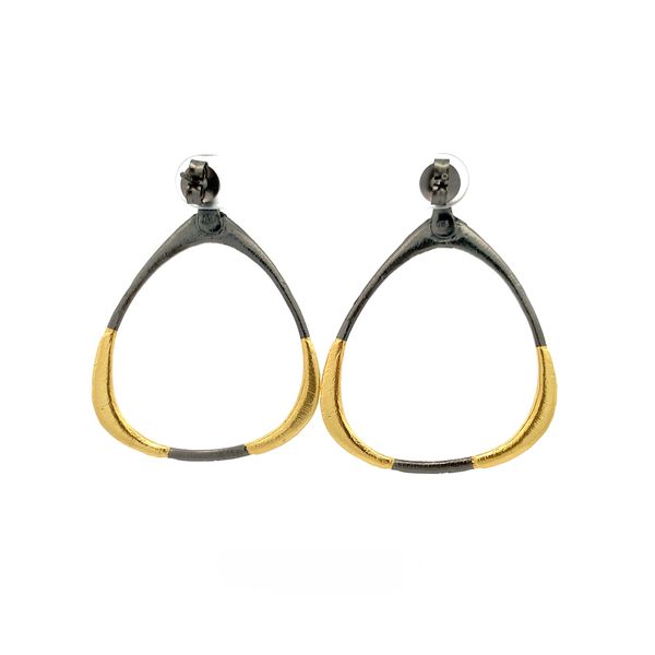 Sterling Silver Two Tone Rounded Triangle Earrings Image 4 Erica DelGardo Jewelry Designs Houston, TX