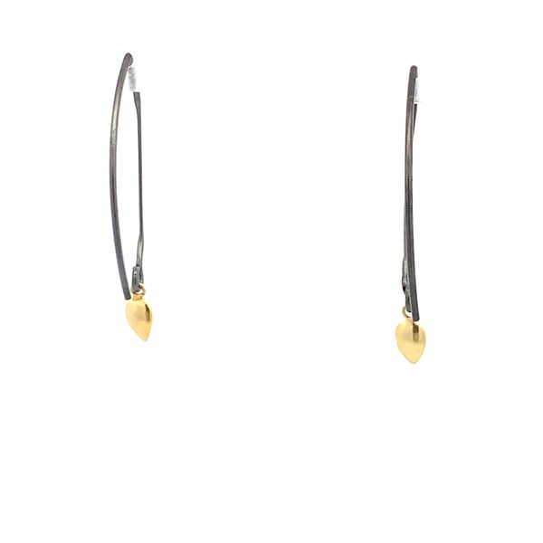 Sterling Silver Two Tone Leaf Drop Earrings Image 3 Erica DelGardo Jewelry Designs Houston, TX