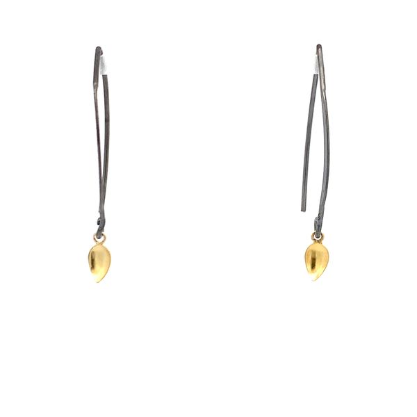 Sterling Silver Two Tone Leaf Drop Earrings Erica DelGardo Jewelry Designs Houston, TX