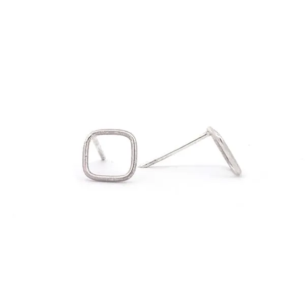 Sterling Silver Small Square Earrings Erica DelGardo Jewelry Designs Houston, TX