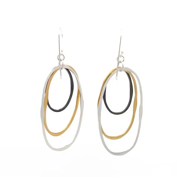 Sterling Silver 3 Tone Oval Earrings Image 3 Erica DelGardo Jewelry Designs Houston, TX